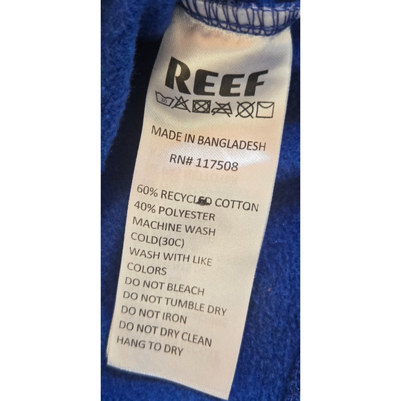 Reef Sweatshirt Medium Blue Crewneck Pullover Graphic Logo Surf Skate Streetwear - Picture 7 of 8